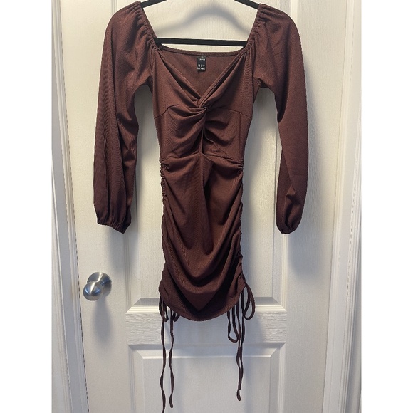 Off Shoulder Ruched Drawstring Dress - Picture 2 of 4